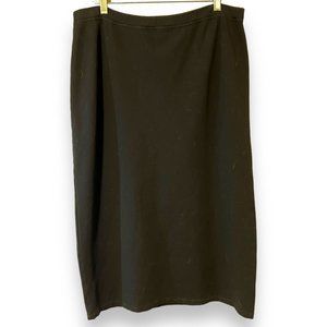 Eileen Fisher Black Midi Straight Skirt Medium Made in USA Stretch Pull On